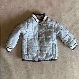 Reversible Quilted Jacket with Striped Trim